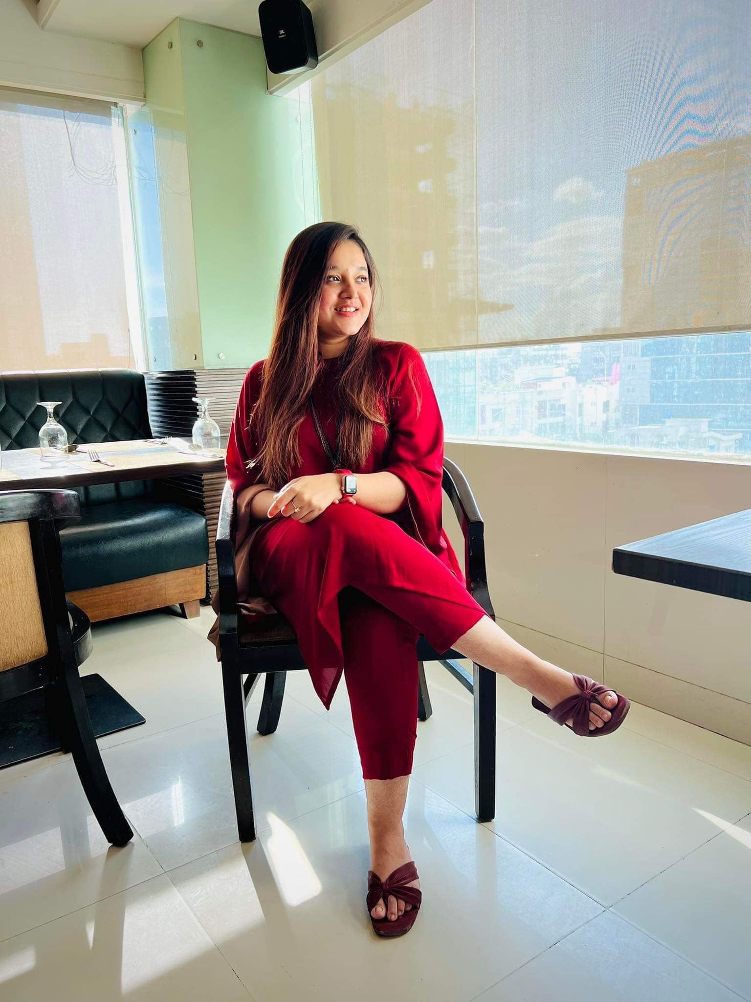 Red Short Kaftan Set