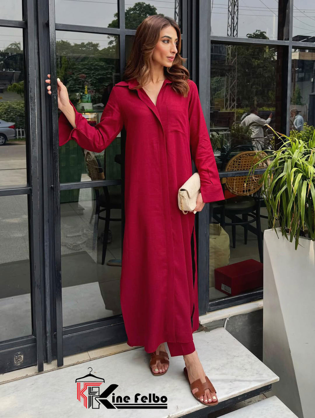 Casual Maroon Long Co-Ord