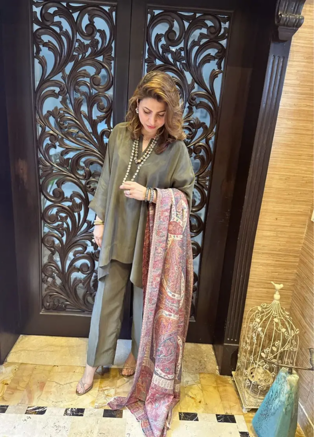 New Olive Kaftan Set