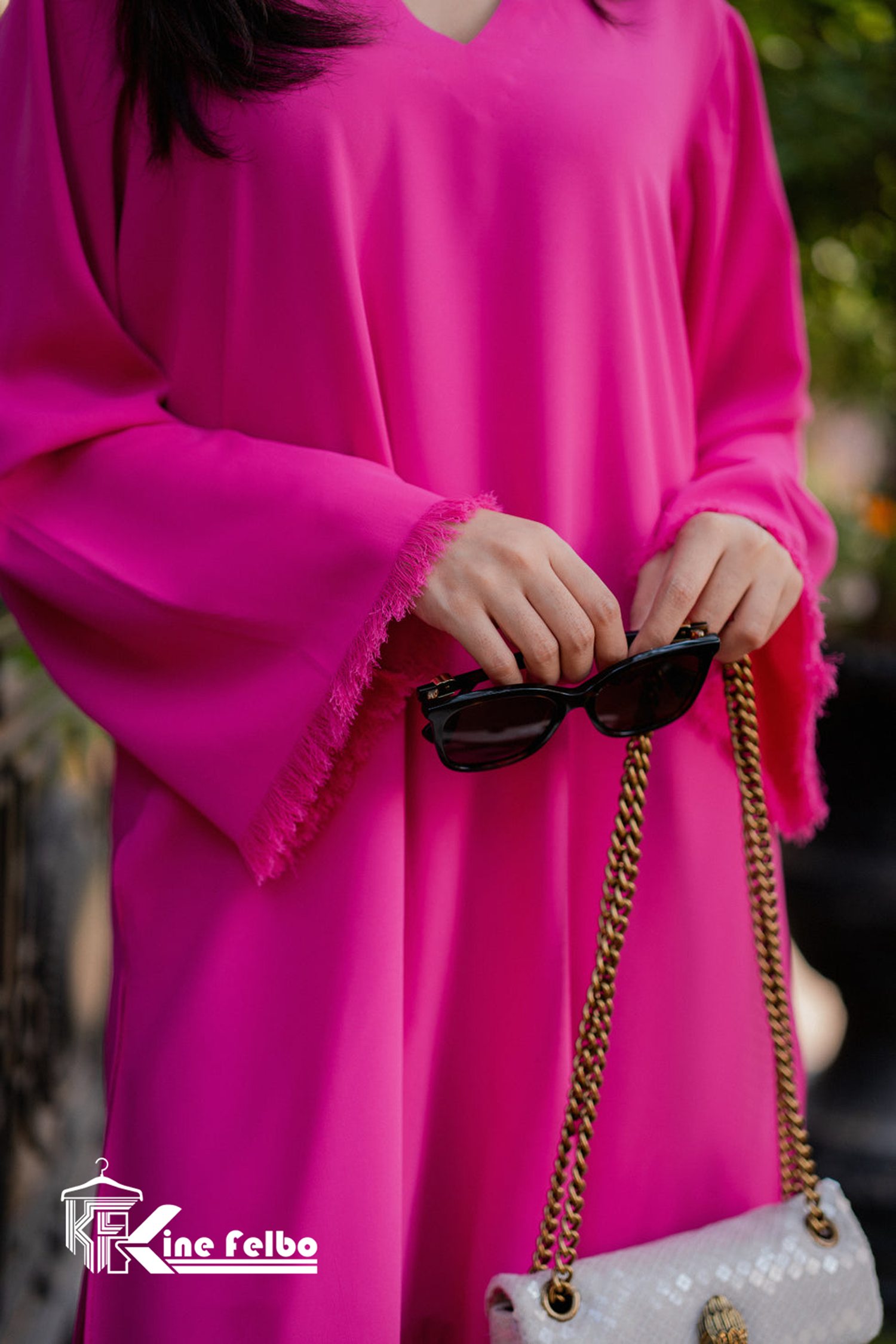 Hot Pink Fringe Long Set