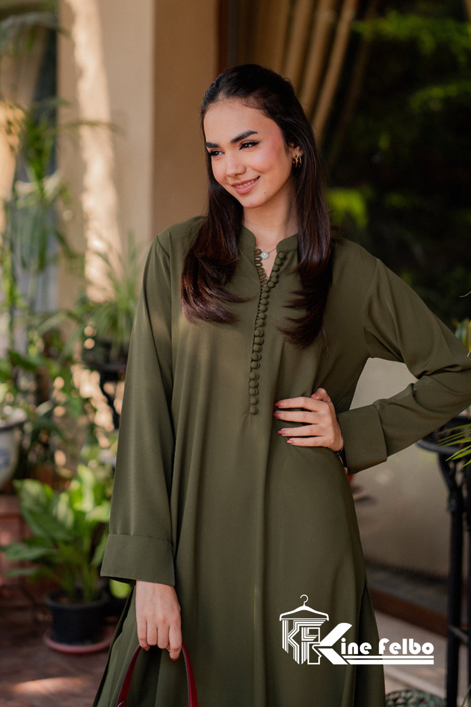 Olive Long Button Set