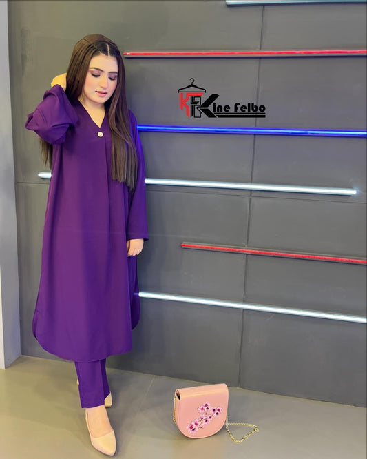 Purple Long Kurti Set