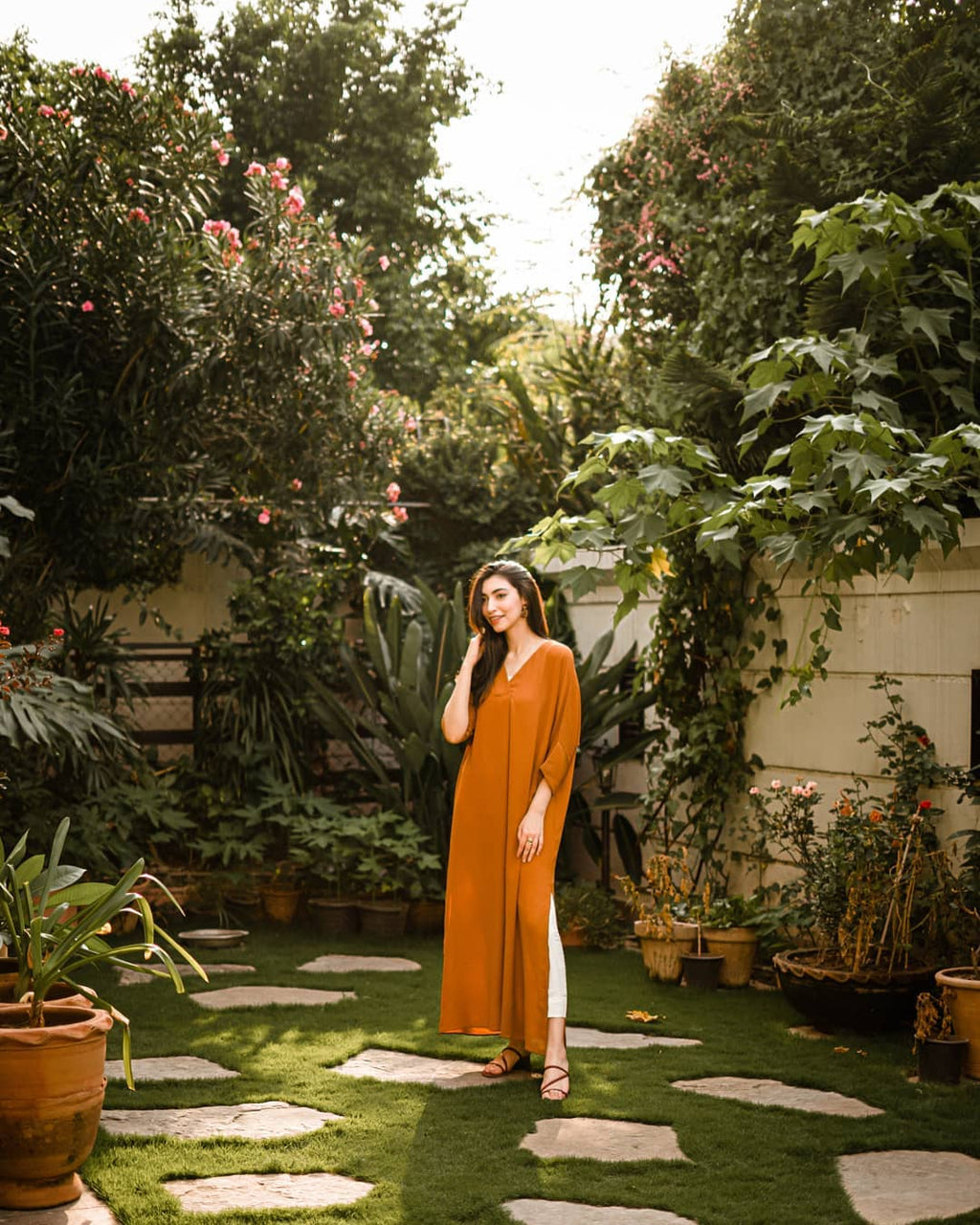 Burned Orange Long Kaftan