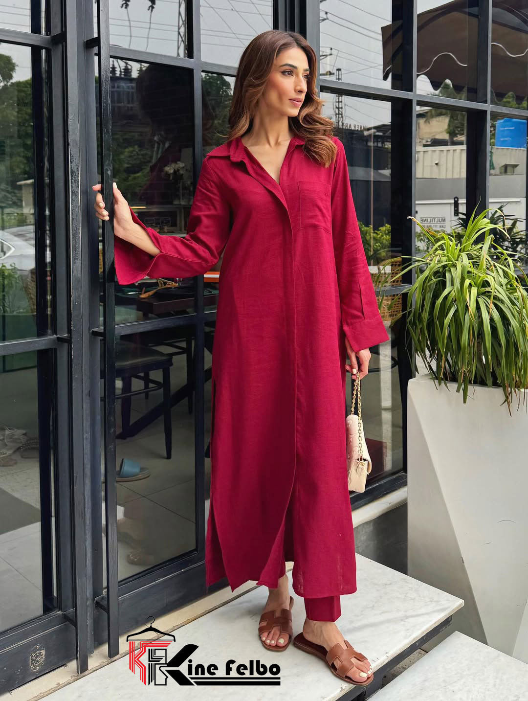 Casual Maroon Long Co-Ord