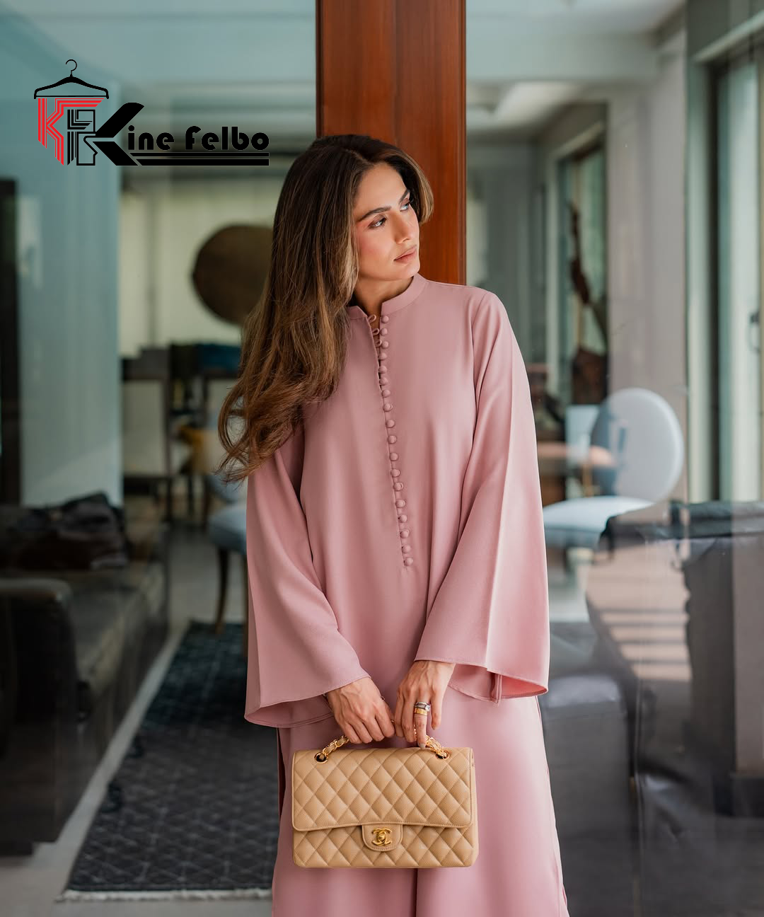 Noor Pink Long Button Set