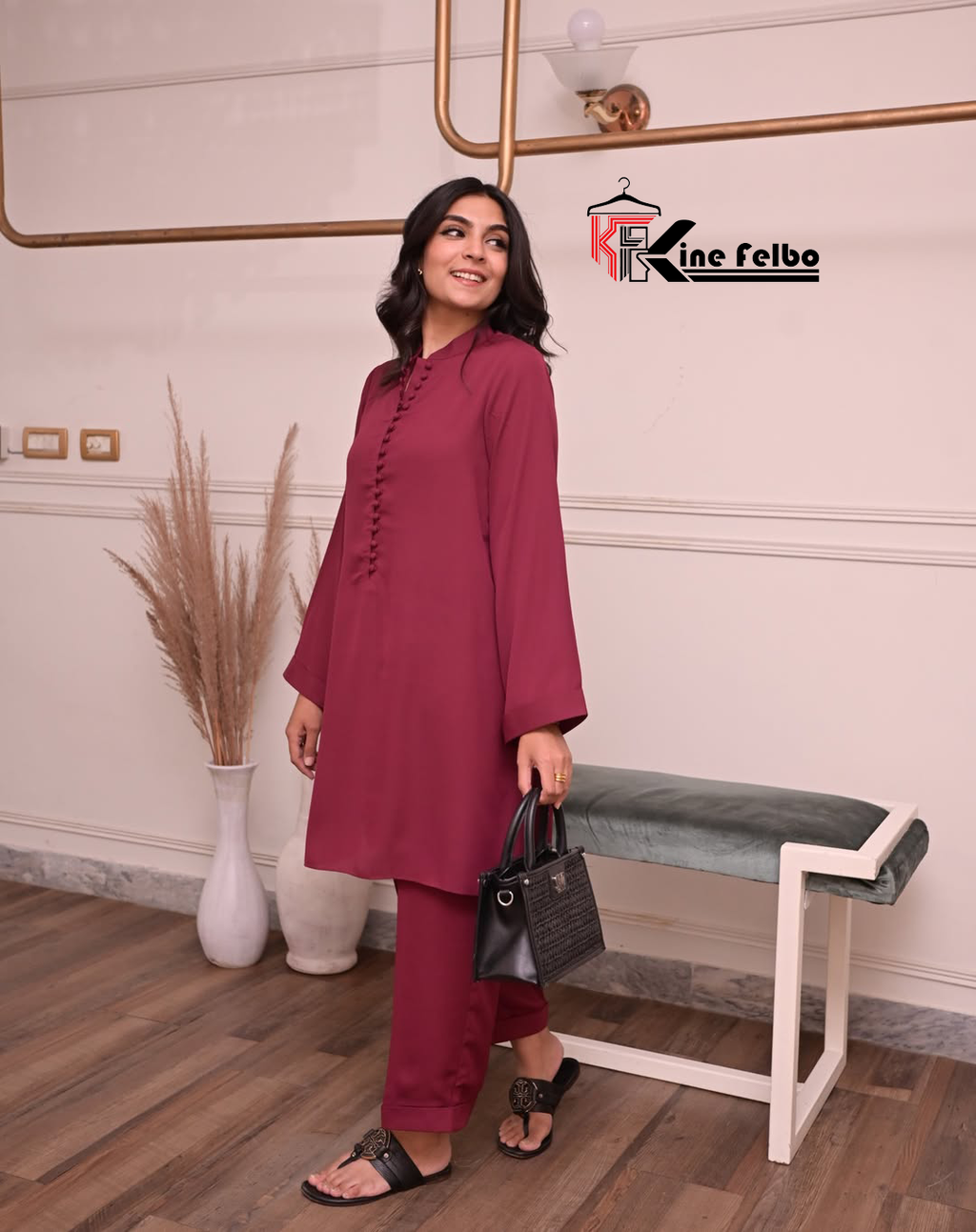 Maroon Short Buttoned Dress