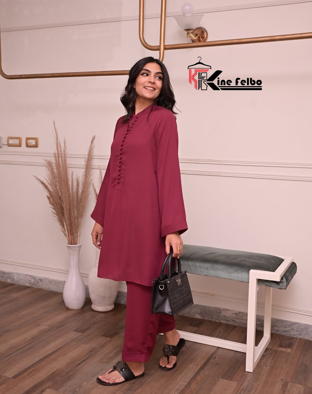 Maroon Short Buttoned Dress