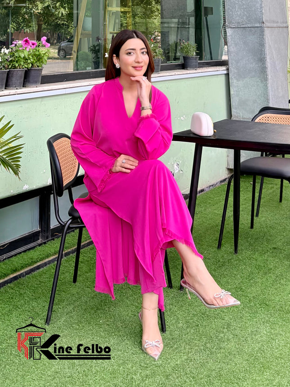 Hot Pink Fringe Long Set