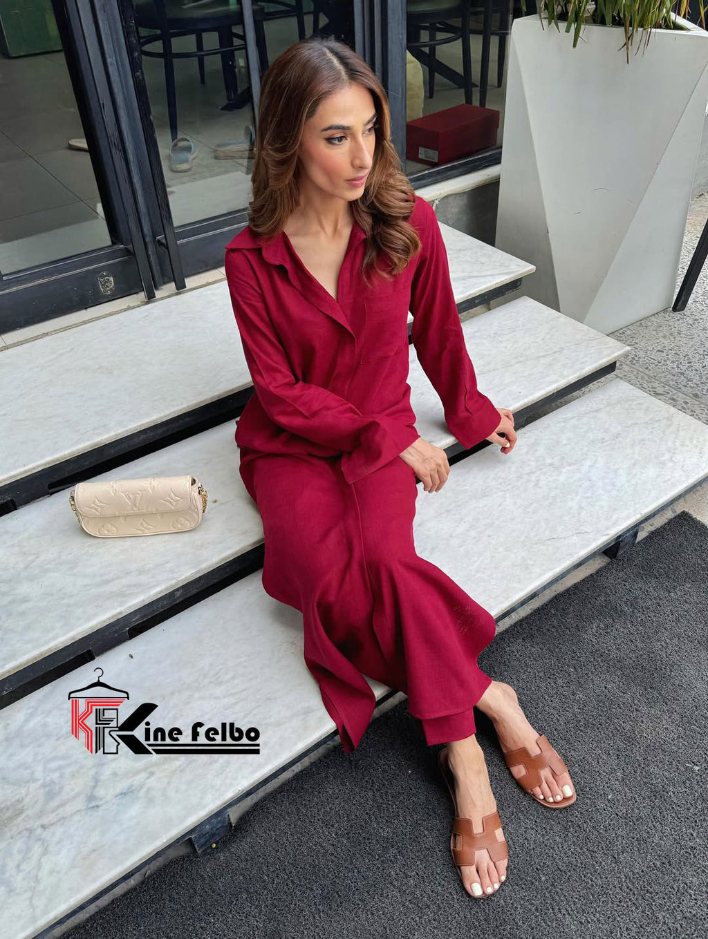 Casual Maroon Long Co-Ord