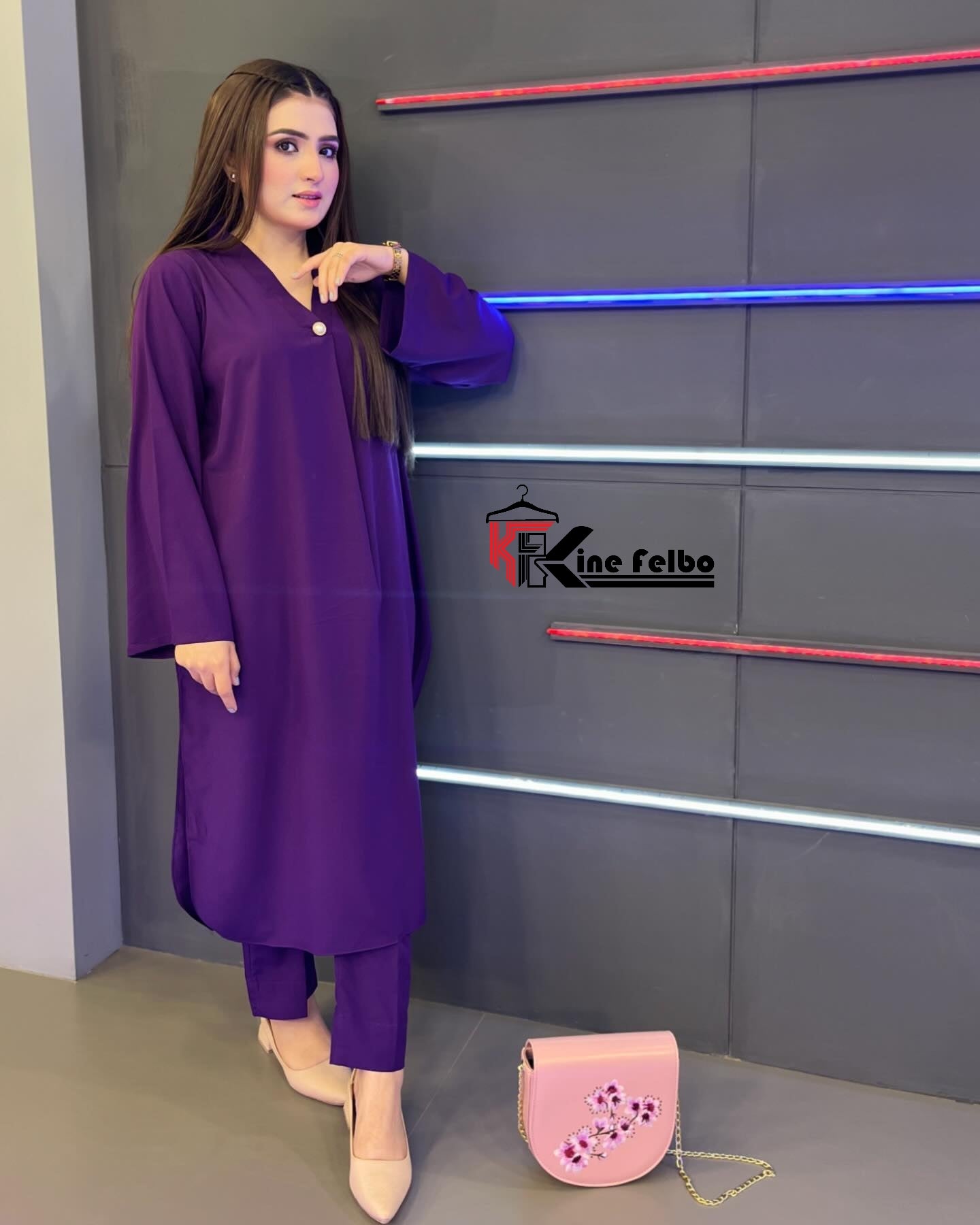Purple Long Kurti Set